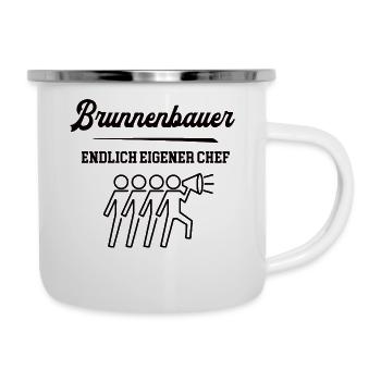 Brunnenbauer Chef Selbstständigkeit Firma Gründen - Emaille-Tasse - Weiß - Rechts
