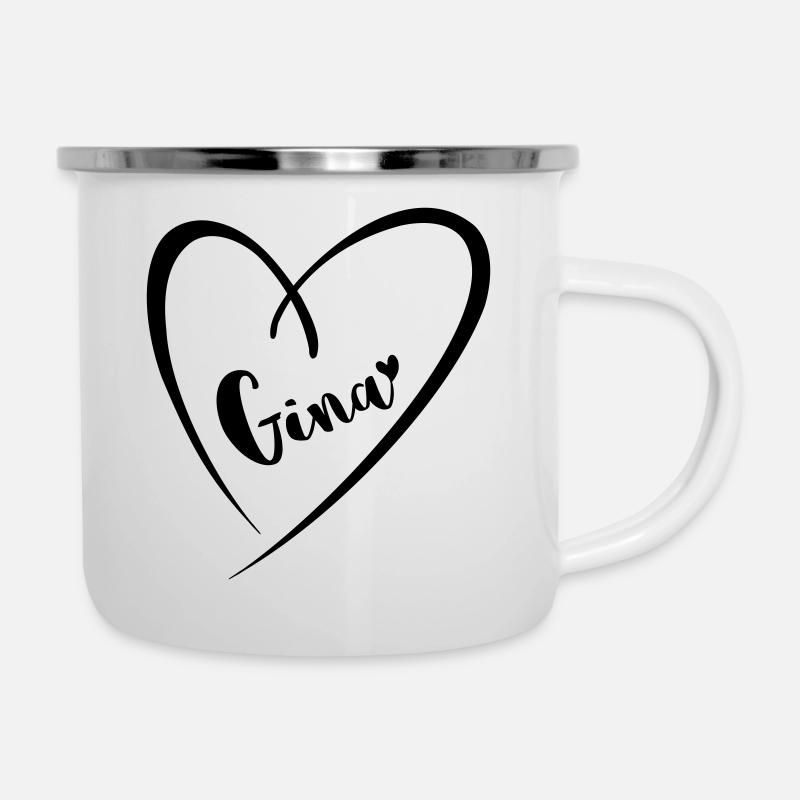 Gina surname first name in heart frame - Camper Mug - white