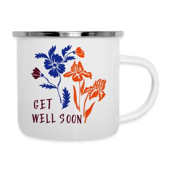 get well soon Blumengruß - Emaille-Tasse - Weiß - Rechts