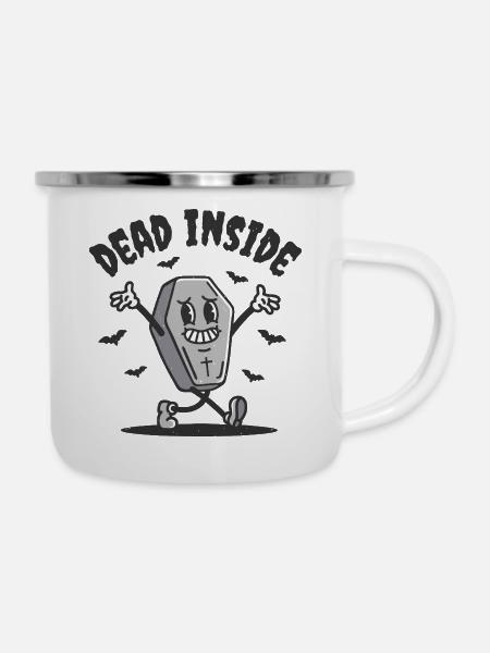 Tot im lustigen Sarg - Emaille-Tasse - Weiß