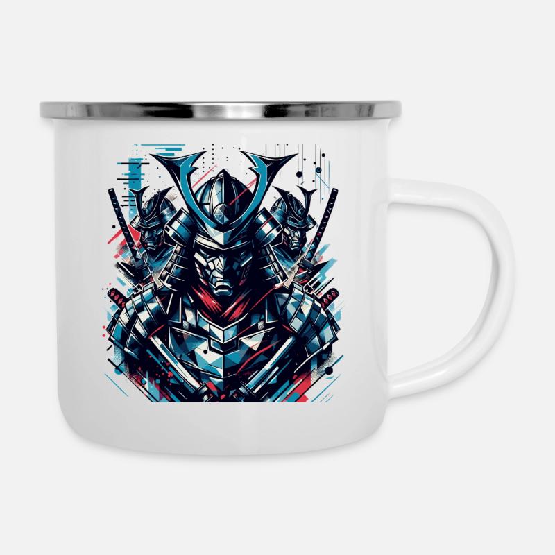 Futuristic Samurai Warrior Illustration - Camper Mug - white