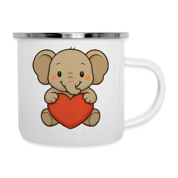 Elefant mit Herz - Emaille-Tasse - Weiß - Rechts