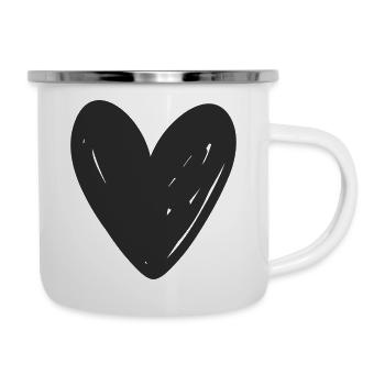 Conception de croquis de coeur dessiné à la main - Tasse émaillée - blanc - Droite