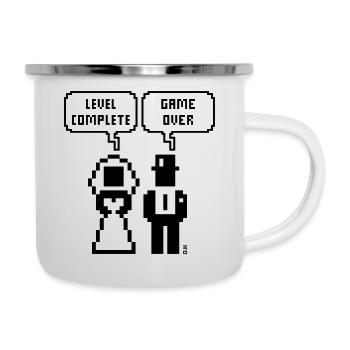 Niveau Terminé – Game Over (JGA / Pixel / Bold B) - Tasse émaillée - blanc - Droite
