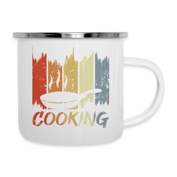 Vintage Kochen - Emaille-Tasse - Weiß - Rechts