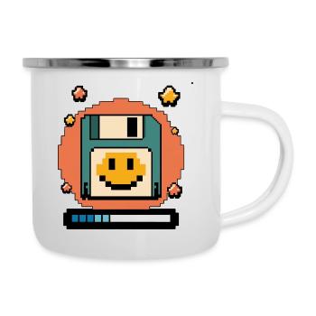 Floppy Disk Retro Internet - Emaille-Tasse - Weiß - Rechts