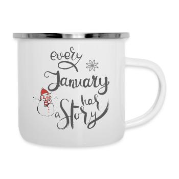  Januar  - Emaille-Tasse - Weiß - Rechts