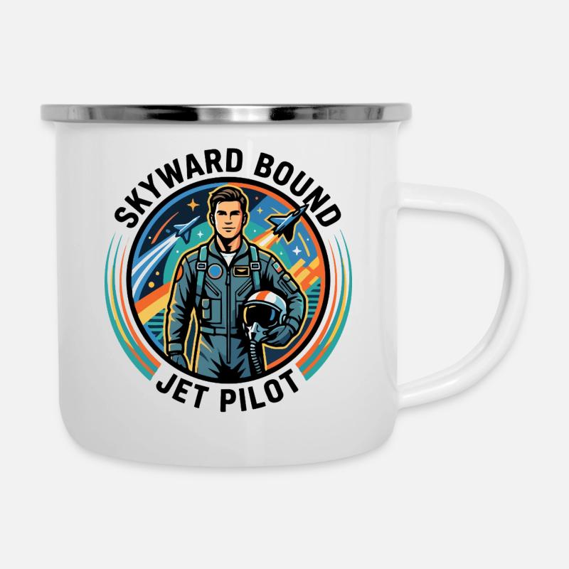 Jet Pilot Logo - Emaille-Tasse - Weiß
