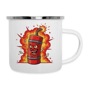 Knallendes Dynamit Cartoon - Emaille-Tasse - Weiß - Rechts