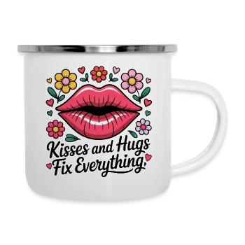 Küsse und Umarmungen heilen alles - Emaille-Tasse - Weiß - Rechts