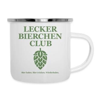 Lecker Bierchen Club - holen trinken Wiederholen - Emaille-Tasse - Weiß - Rechts