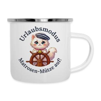 Urlaubsmodus: Matrosen-Mütze auf - Emaille-Tasse - Weiß - Rechts