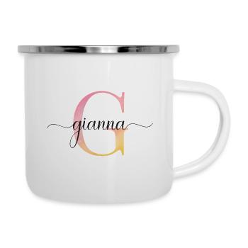 G| Monogramme | Nom | Gianna - France |Aquarelle - Tasse émaillée - blanc - Droite