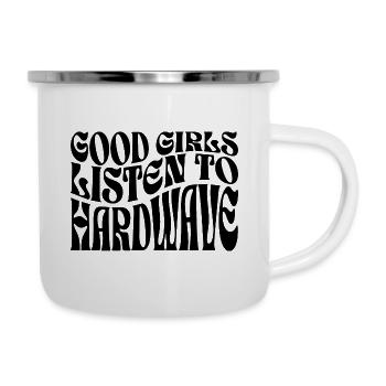 Mädchen hören Hardwave-Musik - Emaille-Tasse - Weiß - Rechts