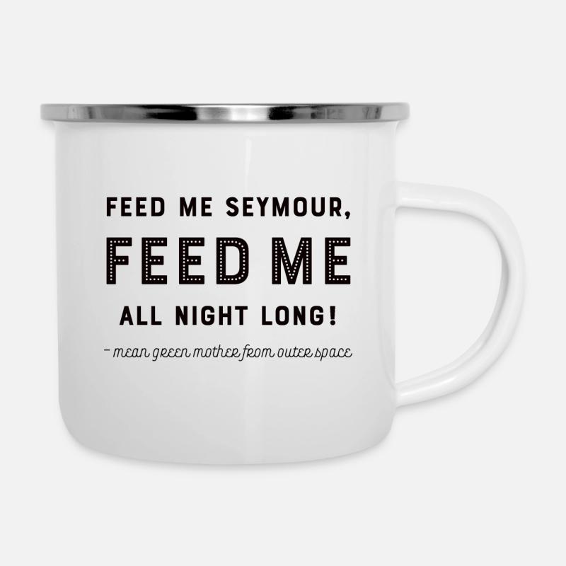 Feed me - black - Emaille-Tasse - Weiß