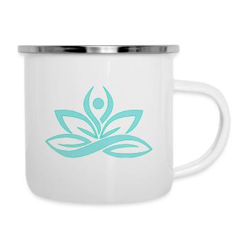 Yoga Shirt / Lotusblüte mint türkis blau - Emaille-Tasse - Weiß - Rechts