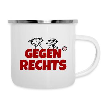 Wir gegen rechts - Wir sind mehr - Emaille-Tasse - Weiß - Rechts