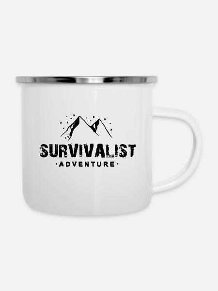 Überlebenskünstler Mann Überlebenskampf - Emaille-Tasse - Weiß