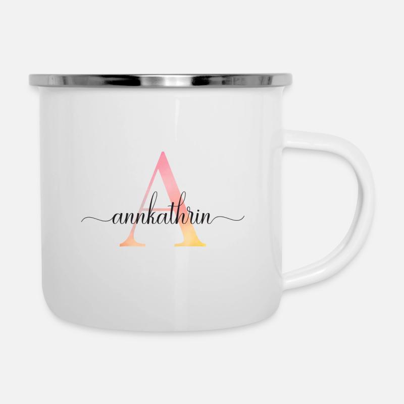 Un | Monogramme | Nom | Ann-Kathrin |Aquarelle - Tasse émaillée - blanc