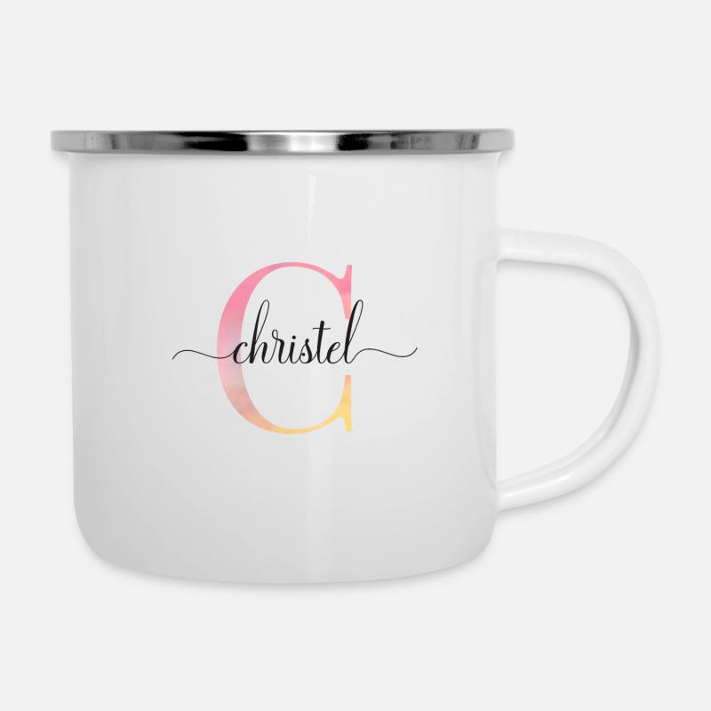 C | Monogram | Name | Christel |Watercolor - Camper Mug - white