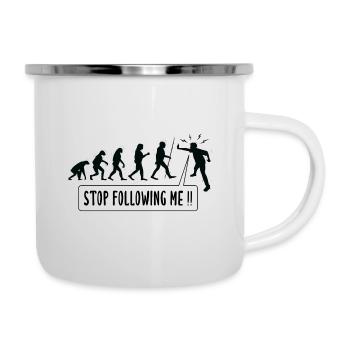 Stop Following Me!! Human Evolution Humor - Camper Mug - white - Right