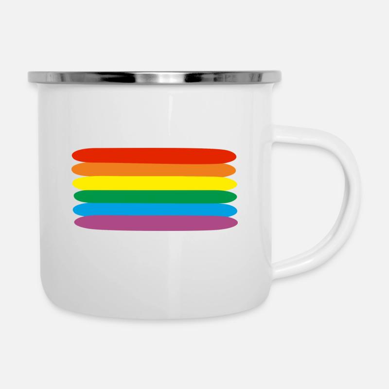 Rainbow - Regenbogen - Emaille-Tasse - Weiß
