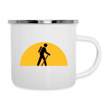 ★ Designfarben änderbar ★ Wanderer, Himmelskörper - Emaille-Tasse - Weiß - Rechts