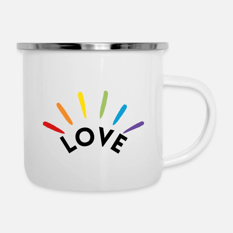 LIEBE Regenbogen - Emaille-Tasse - Weiß