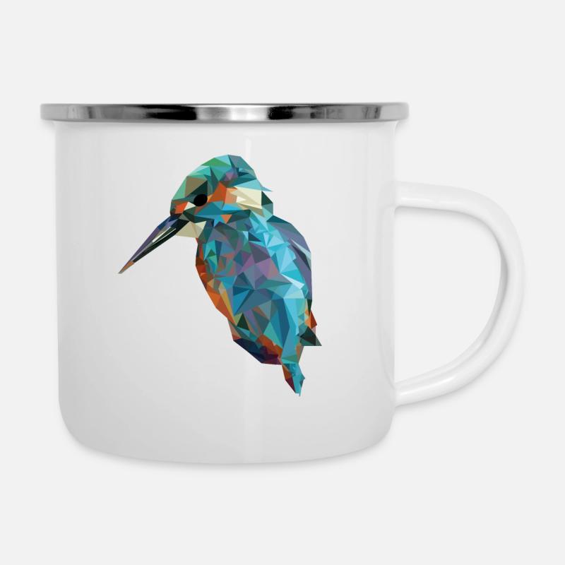 oiseau en triangles - Tasse émaillée - blanc