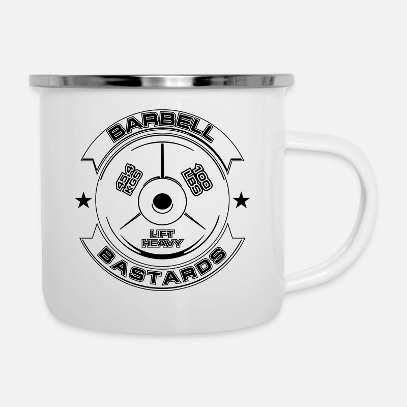 Barbell Bastards Lift Heavy - Emaille-Tasse - Weiß