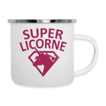 Super Einhorn - Emaille-Tasse - Weiß - Rechts