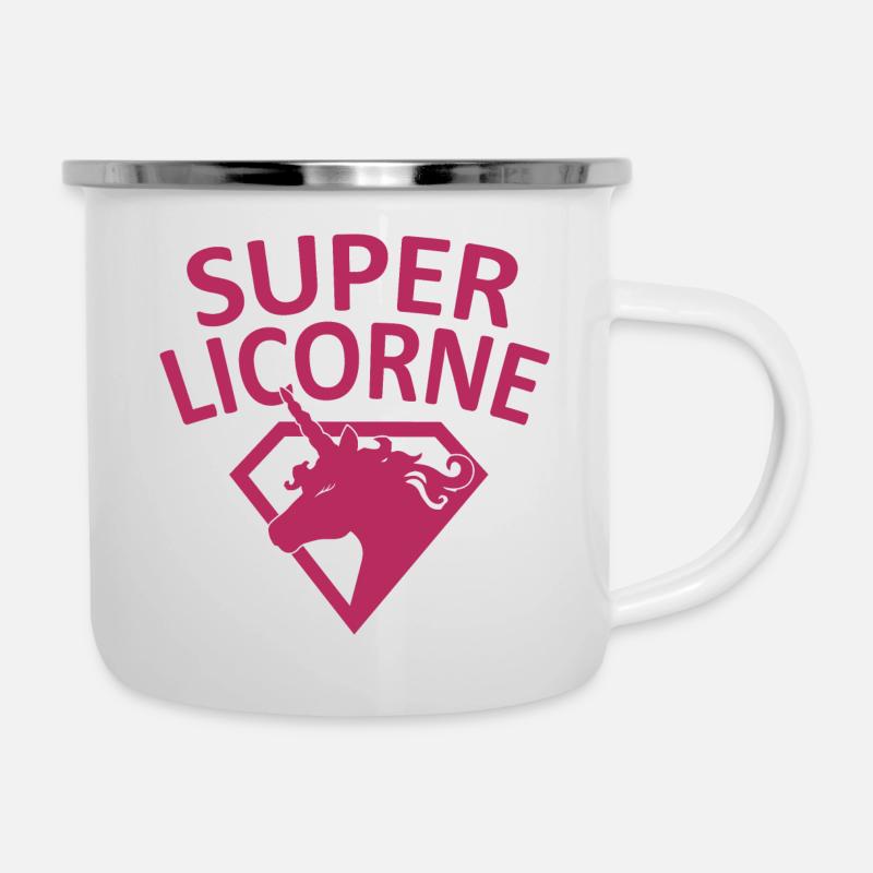 Super Einhorn - Emaille-Tasse - Weiß