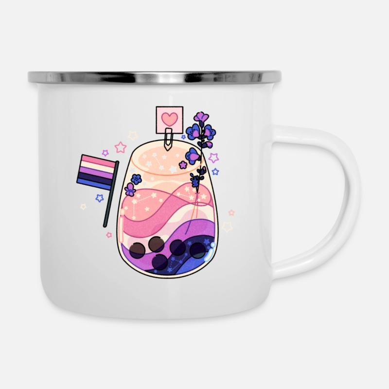 Boisson au thé à bulles - Tasse émaillée - blanc