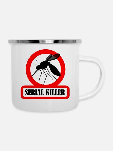 Mücken-Humor-Killer - Emaille-Tasse - Weiß