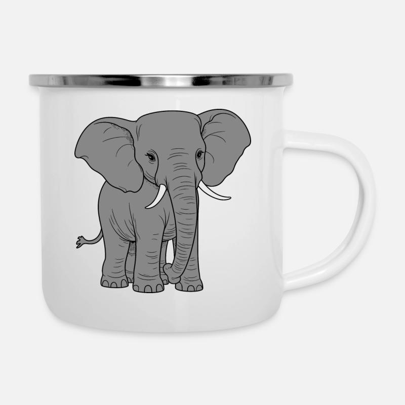Elefant - Emaille-Tasse - Weiß