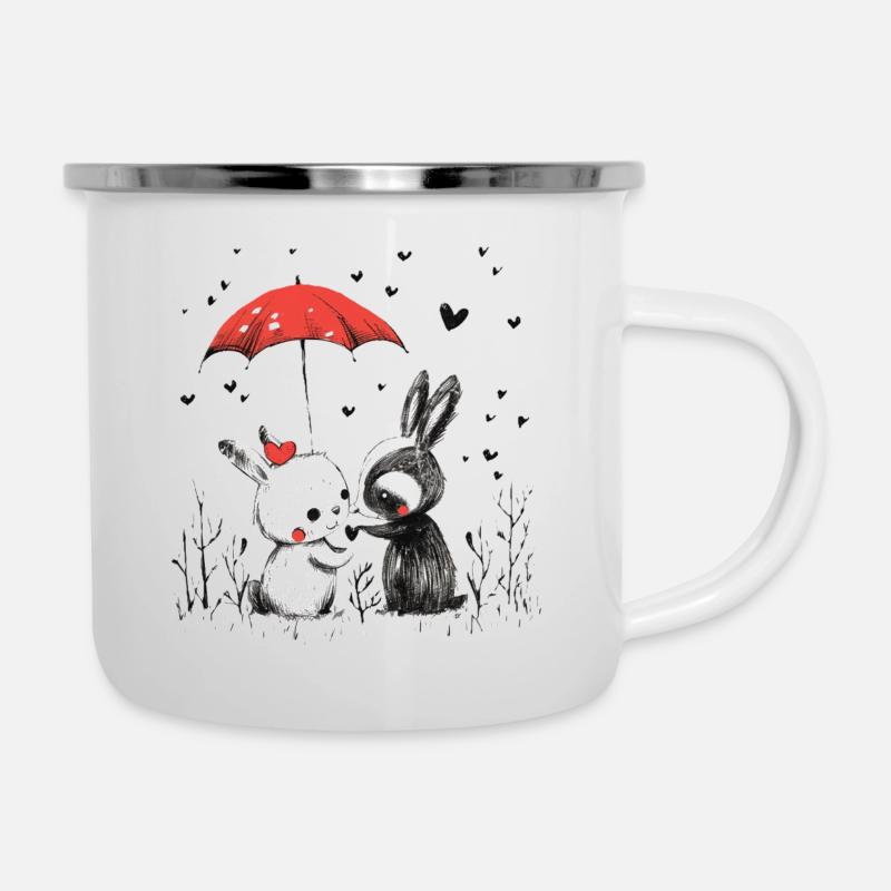 Lapins mignons - Tasse émaillée - blanc