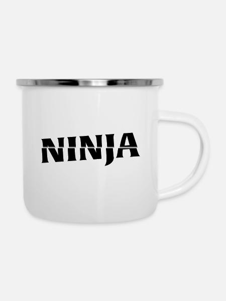 Ninja - Emaille-Tasse - Weiß