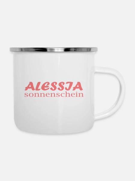 Alessia - Sonnenschein - Emaille-Tasse - Weiß