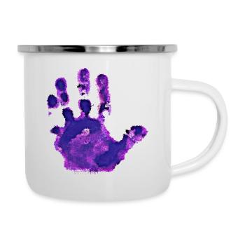 Hand Tinte Kinderhand Abdruck ink - Emaille-Tasse - Weiß - Rechts