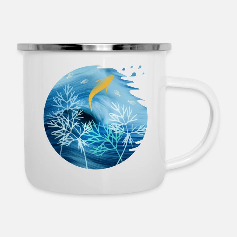 Planète Mer Avec Poisson - Tasse émaillée - blanc
