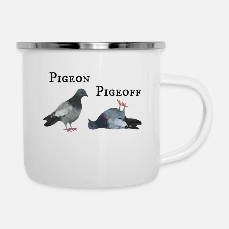 Pigeon sur et en dehors - Tasse émaillée - blanc