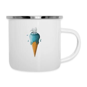 Ours polaire sur la fonte des glaces - Sauvez la planète - Tasse émaillée - blanc - Droite