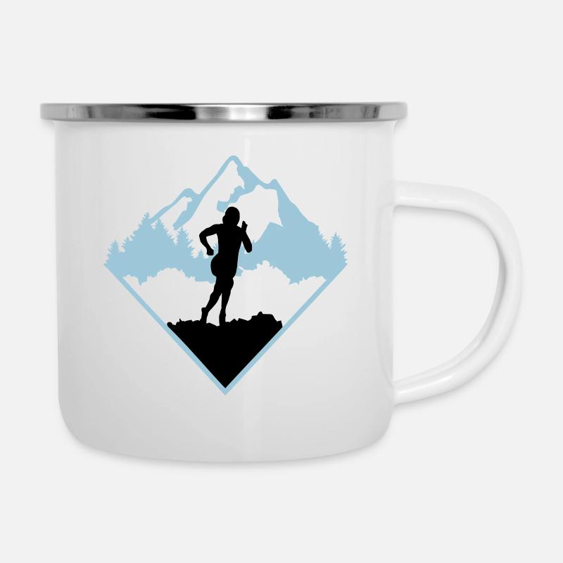 Course de trail, coureur, course - Tasse émaillée - blanc