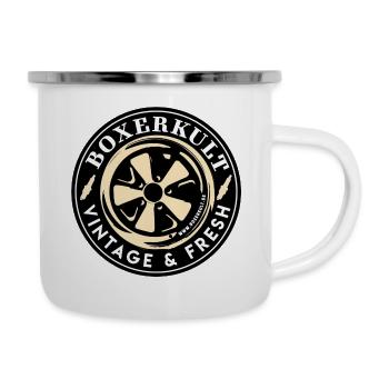 BoxerKult Wheel - Emaille-Tasse - Weiß - Rechts