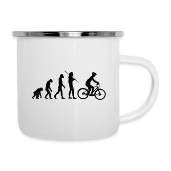 Evolution - Fahrrad - Emaille-Tasse - Weiß - Rechts