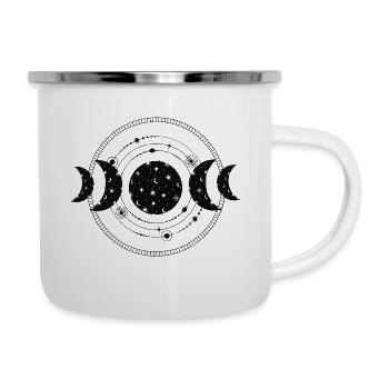 Sonne Mond und Sterne - Emaille-Tasse - Weiß - Rechts