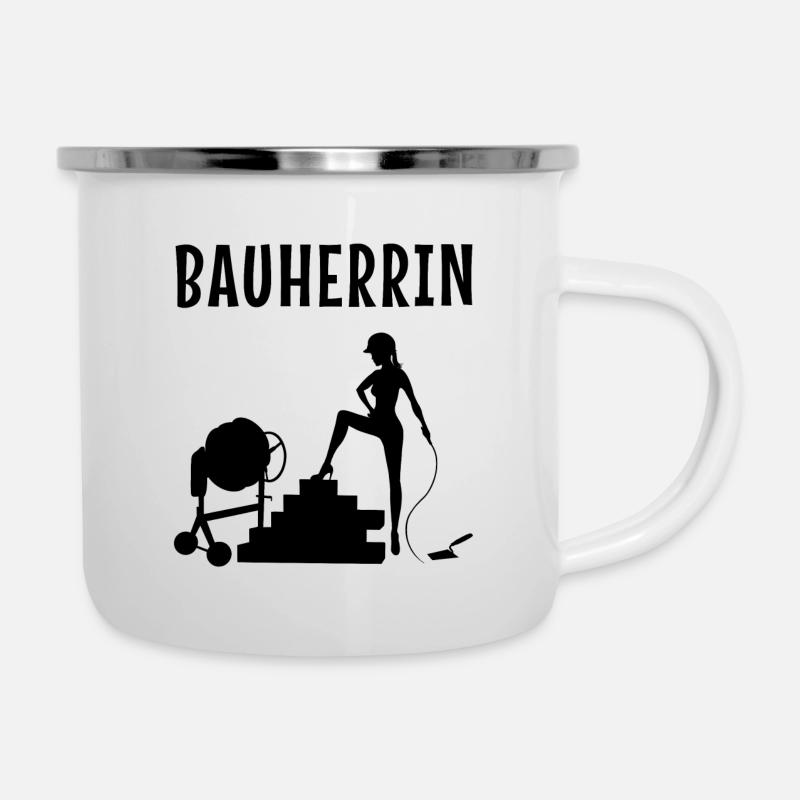 Bauherrin - Emaille-Tasse - Weiß