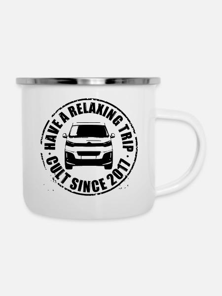 Cultster Stamp Van Design - Emaille-Tasse - Weiß