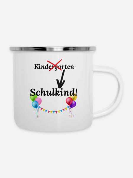 Schulkind - Emaille-Tasse - Weiß