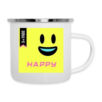 Journée Emoji 2022 - Emoji Happy - Design B - Tasse émaillée - blanc - Droite